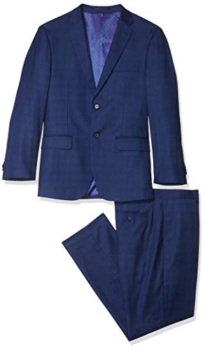 Kitonet Men's 2-Piece Box Check Slim Fit Suit, Navy, 40S