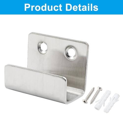 Image of 6 Pack Stainless Steel Wall Mount Brackets Hook with 20mm Inner Width Heavy Duty Tile Hangers for Ceramic Tile Display