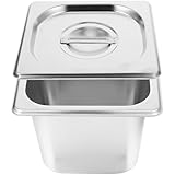 MOKKHNB ステンレス製ビュッフェ用長方形サービングパン 蓋付き 食品保存と衛生管理に スムーズ仕上げで洗いやすい ホテル ケータリング対