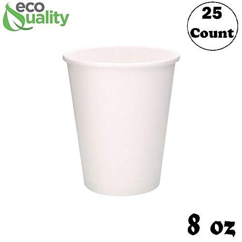 Buy 8oz White Paper Coffee Cups (25 Count) by EcoQuality Disposable