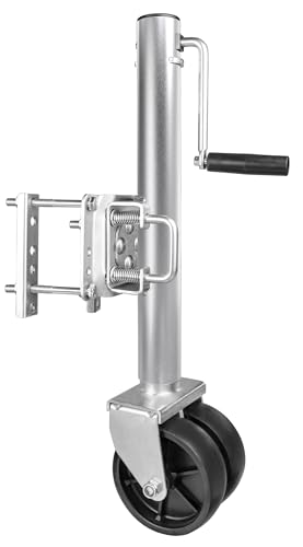 MaxxHaul 70149 Trailer Jack with 11-1/2' Lift, Swing-Back Design, Side Wind Handle & Dual 6' Wheels – 1500 lbs Capacity, Bolt-On for Utility & Boat Trailers