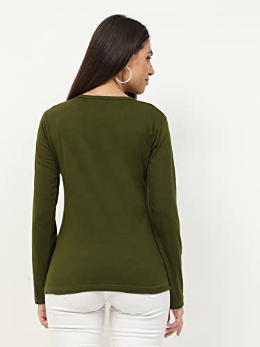 Image of FLEXIMAA Women's Cotton Plain Round Neck Full Sleeve T-Shirt