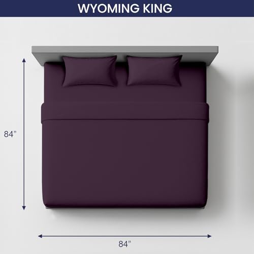 Image of SGI 84 inchx84 inch 4 Pc Emperor /Wyoming King Sheet Set 600 TC 12 inch Deep, Plum