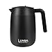 Luvan 1 litro Jarra Térmica de Acero Inoxidable18/10, Cafetera Aislada al Vacío de Doble Pared,Jarra Termo con Botón de Bloqueo Rojo, Retención de Calor y Frío de 12 Horas, para Café Té Bebida (Negro)