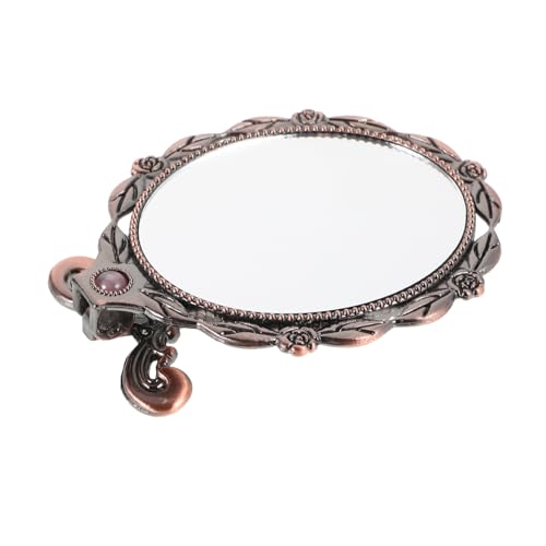 NAMOARLY Handheld Makeup Mirror Vintage Folding Handle Mirror Portable Metal Compact for Vanity
