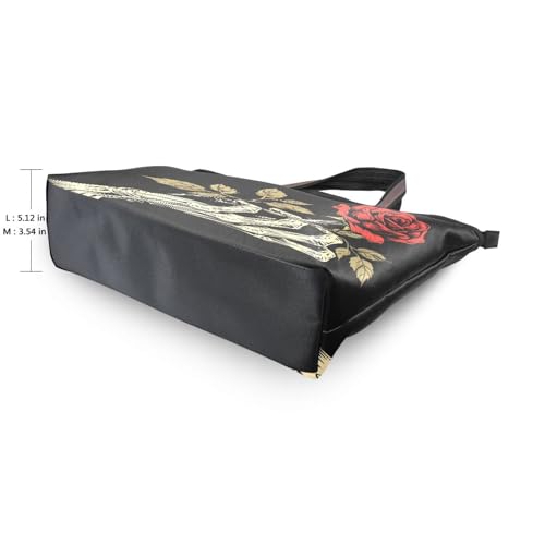 ALAZA Rose Flower Hand Black Women Tote Bag Handbag Large Capacity Shoulder Bags3