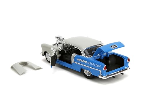 Bigtime Muscle 1:24 1955 Chevrolet Bel-Air Die-Cast Car, Toys for Kids and Adults(Cool Gray/Gloss Blue)