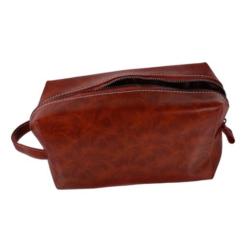 Trousse de toilette vintage en cuir iplusmile pour homme avec grande capacité portable