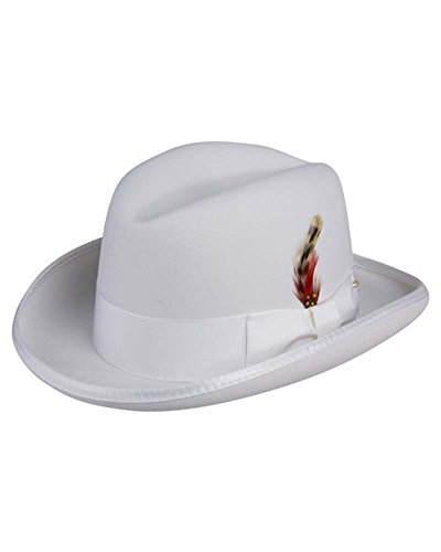 Godfather Homburg Fedora Hat in White (Large = 23