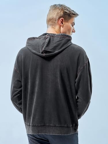 Image of Bewakoof Men's Cotton Blend Official Dc Merchandise Graphic Printed Oversized Fit Full Sleeve Terry Hoodies