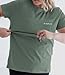 Comfort Breastfeeding Shirts for Women Mama Zipper Nursing Tops Distressed Maternity Tees Pregnancy Clothes with Pocket(XL,Green)