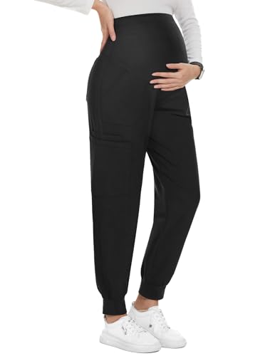Pacbreeze Women'S Maternity Scrubs With 6 Pockets, Workwear Maternity Jogger Scrubs Pregnancy Pants thumb #7