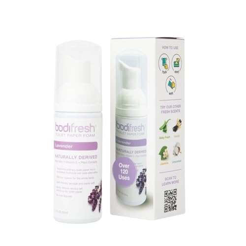 Bodifresh Toilet Paper Foam, Liquid Wet Wipe | Plant-Based, Eco Friendly Flushable Wet Wipe Alternative with Aloe & Vitamin E (1.7 Fl Oz (Pack of 1), Lavender)