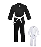 TWISTER FIGHT WEAR Professional Double Stitch Strong Quality Training Student Karate Gi,Middleweight 8oz With Free White Belt (Black, 00)