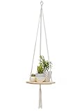 YXMYH Plant Hanger, Macrame Plant Hanger Shelf Hanging Planter Home Decor Cotton Cord and Pine Shelf -Boho Bohemian Home Decor 43 inches (Round)