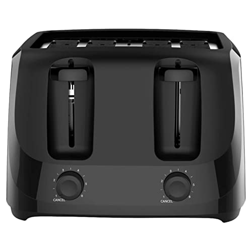 DCLINA Mainstays 4-Slice Toaster Black with 6 Shade Settings and Removable Crumb Tray