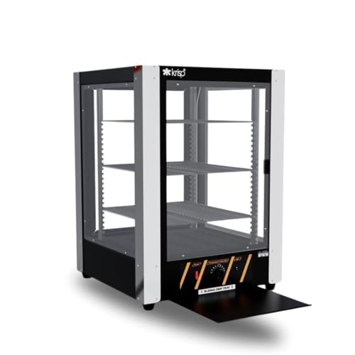Image of KRISP 750W 50-Liter Food Display Warmer | 3 Layers | Commercial Catering Hot Box | Keep Your Pizza, Pastries, Patties, and More Warm | Stylish Black-Grey Design | 1-Year Warranty