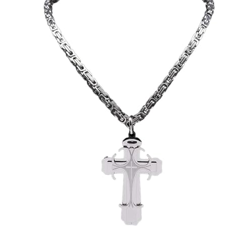 Collier homme croix du Christ avec grand pendentif religieux catholique