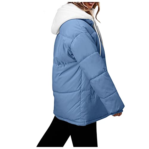 Manteau long d'hiver pour femme chaud contre le vent glacial bleu XL