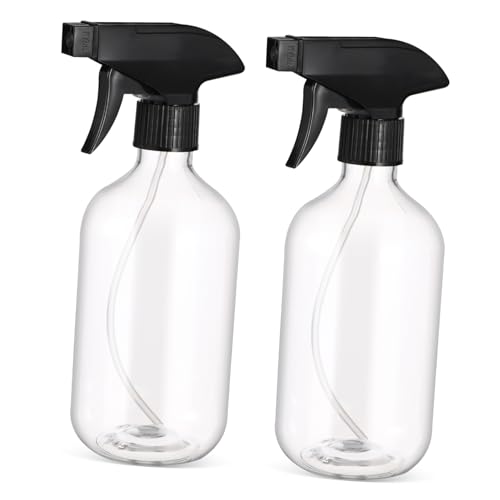UTHCLO Flaconi Spray Vuoti Per Pulizia 2 Pezzi 500ml Bottiglie Spray Trasparenti in Plastica Ricaricabili Per Casa Ufficio Giardinaggio Nebulizzatore a Nebbia Fine