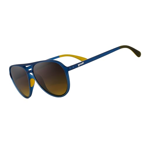 goodr Frequent Skymall Shoppers Polarized Aviator Sunglasses, Large Sized (Mach G), Navy Frame with Amber Gradient Lens, Dark to Light Tint, UV400 Protection, No Slip, No Bounce