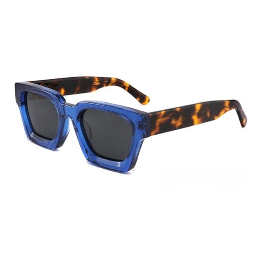 Image of Retro Fashion Thick Acetate Polarized Sunglasses Trendy Square Men Womens Black Grey Shades Vintage