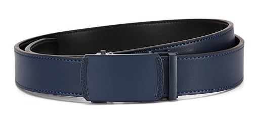 Image of Chaoren Leather Ratchet Belt 2 Pack Dress with Click Sliding Buckle 1 3 /8 inch in Gift Set Box - Adjustable Trim to Fit