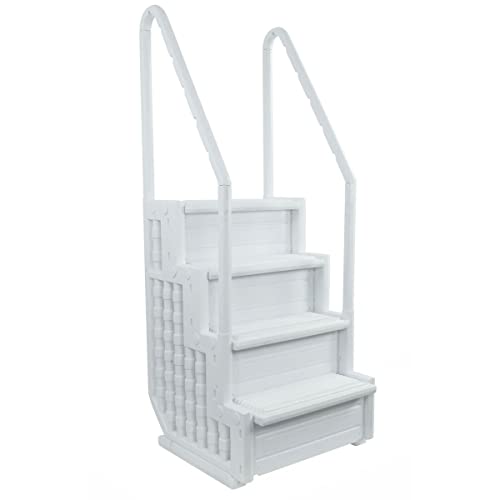Aqua Select Above Ground Anti-Slip Pool Steps to Deck | Safety Swimming Pool Ladder | Designed for Above Ground Swimming Pools | Holds Up to 350 Pounds | White Aqua Select Above Ground Anti-Slip Pool Steps to Deck | Safety Swimming Pool Ladder | Designed for Above Ground Swimming Pools | Holds Up to 350 Pounds | White