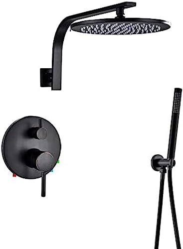Ensemble de douche haut de gamme noir mat avec mitigeur et tête de pluie 20 cm