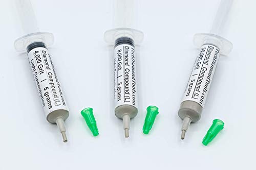 TechDiamondTools Kit of 3 Diamond Polishing Compound Polishing Paste USA Made 4000 8000 50000 Grit for Marble Glass Metal Rock Jewelry Resin Silver Gemstone with 10% of Diamond Powder