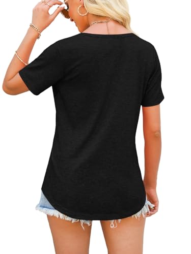 Womens Tops Short Sleeve V Neck Shirts Loose Casual Blouses Summer Tees Criss Cross4