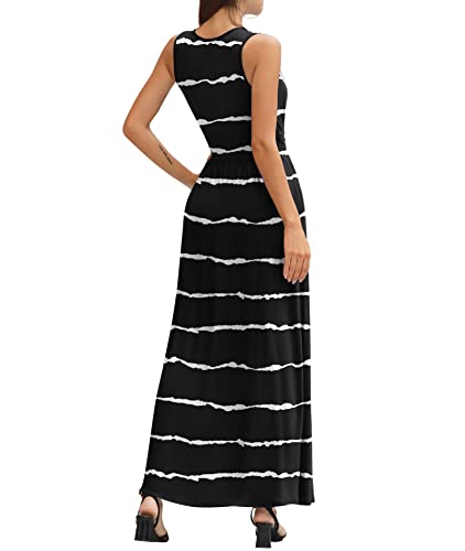 Image of LILBETTER Women Sleeveless Deep V Neck Loose Plain Long Maxi Casual Dress
