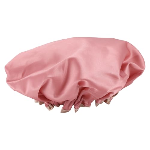 Asuinxurr Bonnet de douche double couche imperméable pour femme Chapeau de bain Cheveux longs Couverture de cheveux Couverture de cheveux Vapeur Cheveux secs Bonnet rose