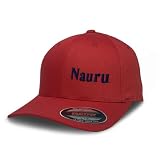 Flexfit Cap for Men & Women Embroidered Nauru Nauruan Yaren Pacific Naoero Flexfit Hats Baseball Caps Large XLarge Red Design Only