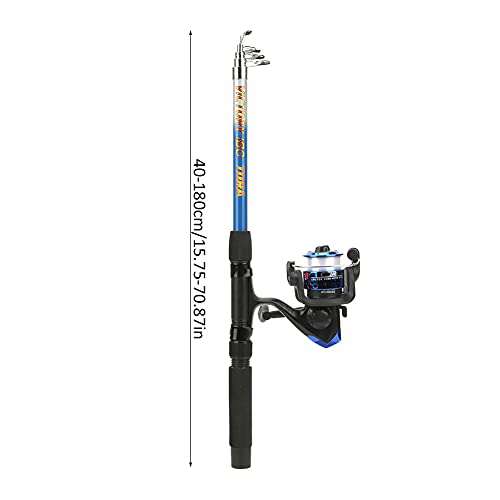 Kit de Vara de Pesca, Portátil Leve Náilon 1.8m Vara de Pesca Telescópica Com Carretel e Kit de Aces