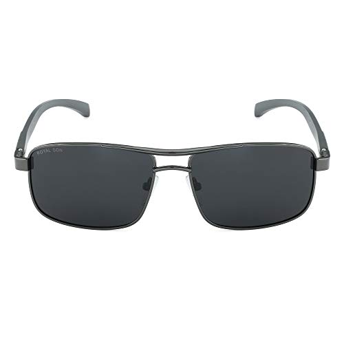 Royal Son Polarized Retro Rectangular Metal Men's Sunglasses Fit For Outdoor 100% UV Protection