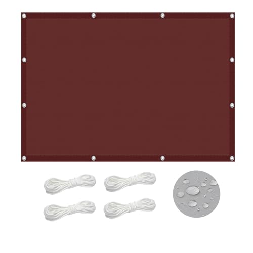 Voile d'ombrage imperméable 550 x 600 cm en polyester vin rouge avec oeillets - 2