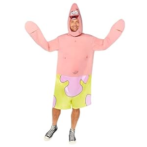 Amscan - Erwachsenenkostüm Patrick, Overall mit bedruckten Shorts, Mütze, Spongebob, Seestern, Karneval, Motto-Party