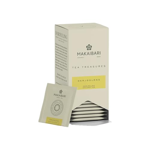 Image of Makaibari Tea Treasures Darjoolong - Organic Darjeeling Oolong Tea | 25 Plant-Based Biodegradable Envelope Tea Bags | Single Estate Himalayan Tea | Floral & Fruity Notes | Smooth, Balanced Brew