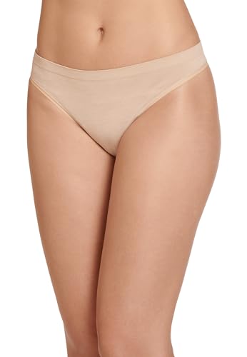 Jockey Women's Smooth & Shine Seamfree Thong, Light Beige, L