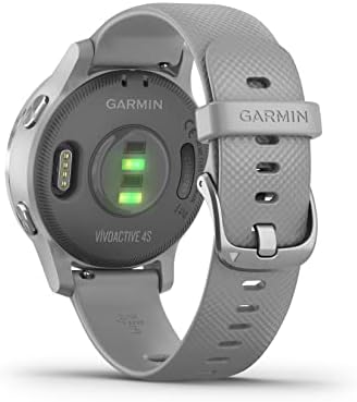 Garmin Vívoactive 4S, Smaller-Sized GPS Smartwatch, Features Music, Body Energy Monitoring, Animated Workouts, Pulse Ox Sensors and More, Powder Gray/Silver