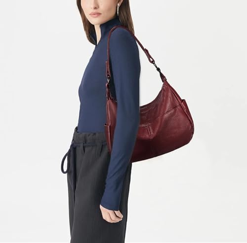 YALUXE Women's Shoulder Bag Genuine Leather Convertible Handbag Purse with 2 Straps2