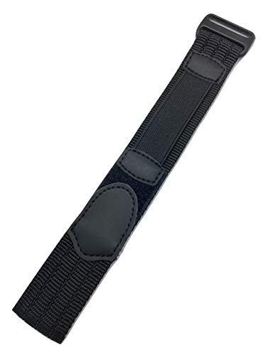 20mm Adjustable-Length, Black, Nylon Sport Watch Strap | Heavy Duty, Hook and Loop, Replacement Wrist Band for Men and Women