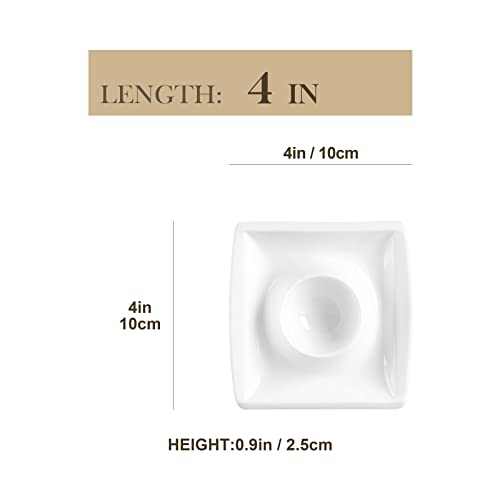 Malacasa Porcelain White Egg Stand, 4-Inch Square Egg Cups Stand Holder For Boiled Eggs, Ceramic Serving Trays Egg Plates, Set Of 6, Series Blance #TOP1