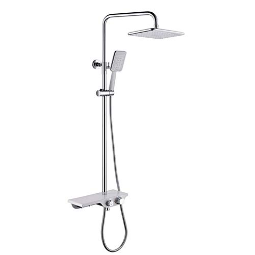Robinet de douche thermostatique blanc avec pomme de douche tête de pluie