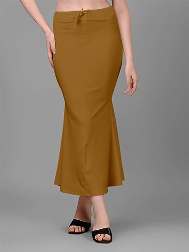 Image of Women's Saree Shapewear Petticoat, Cotton Blend Stretchable Mermaid Skirt, High Waist Tummy Control, Smooth Curve Fit with Adjustable Drawstring