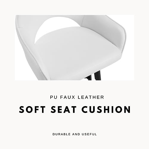 Butacos giratorios HEAH-YO, juego de 2 unidades, altura de asiento 27 pulgadas, con respaldo y patas metálicas, sillas modernas de cuero PU para isla de cocina, color blanco crema miniatura 5