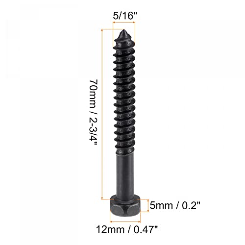 Tornillos Hex Lag 5/16" x 2-3/4" acero carbono Phillips 10pcs miniatura 2