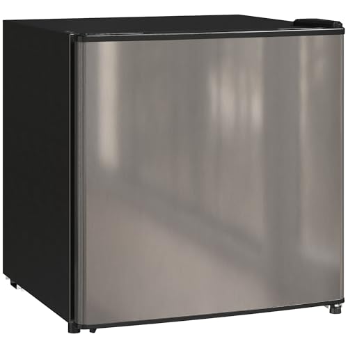 HOMCOM Mini Nevera Silenciosa 46 L Clase E Frigorífico Pequeño Nevera Pequeña con Temperatura Regulable y Puerta Reversible para Salón Habitación Oficina 48x44x49 cm Plata