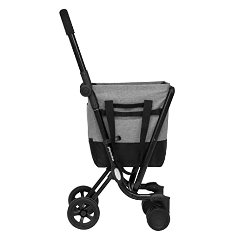 Playmarket Easy Go Folding Shopping Trolley with Removable Bag (Black-Grey)